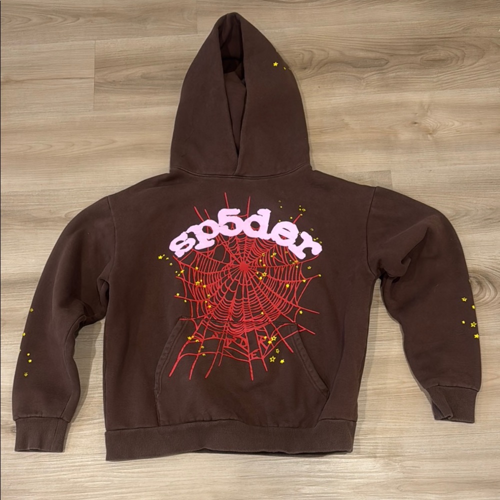 Medium Brown Spider Sp5der Graphic Hoodie